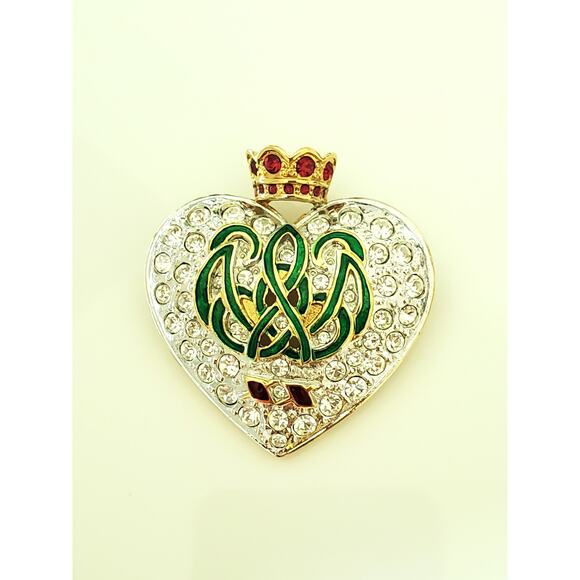 Vintage Carolee Duchess of Windsor Royal Crown Heart Brooch - Picture 2 of 6